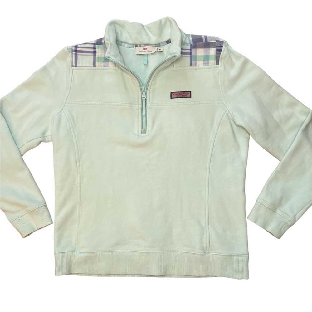 Vineyard Vines 1/4 Zip Shirt Long Sleeve Pullover‎ Women’s Size Medium Aqua Blue